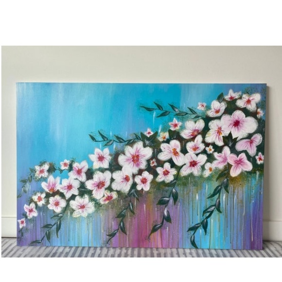 SALE-Floral Wall Art,Large wall art,Boho wall décor,Flower painting - Picture 2 of 4